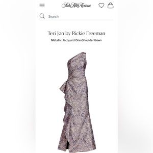 Teri Jon by Rickie Freeman one shoulder dress with side ruffle